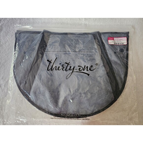 Thirty One 31 Round Utility Tote Bag Double Strap Denim Distressed - Picture 1 of 4